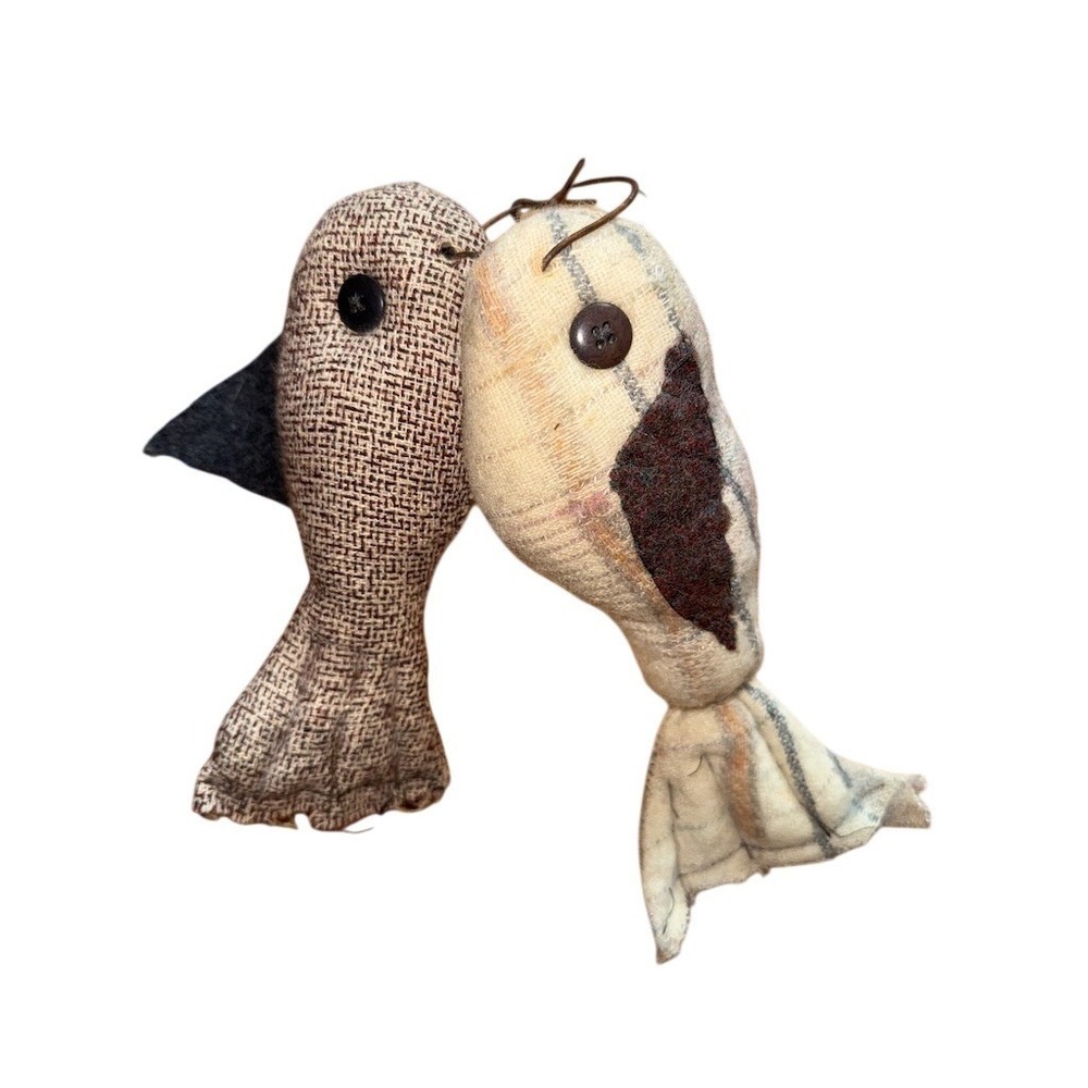 Puppet Heap Primitive Folk Art Fabric Fish Ornaments Set 2 Rustic Decor coastal‎